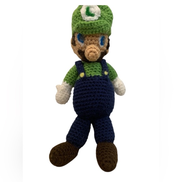 Handmade Crochet LUIGI Doll Amigurumi Plush 12" Super Mario Bros Nintendo - Picture 1 of 6